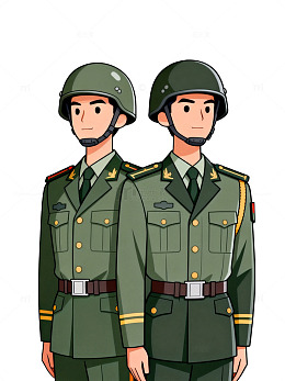 卡通风军人形象设计素材