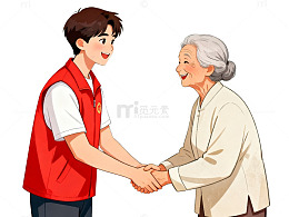 卡通风志愿者敬老手绘插画设计素材