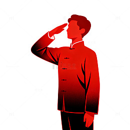 矢量风敬礼青年红色制服设计素材