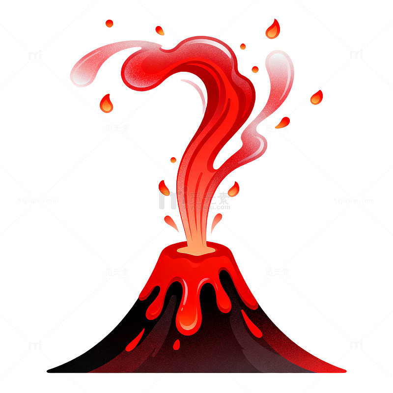 卡通风火山喷发矢量插画设计素材