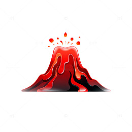 卡通风火山喷发矢量设计素材