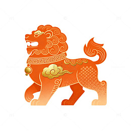 剪纸风中国风瑞兽狮子设计素材