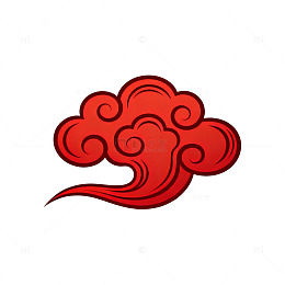 卡通风红色祥云图案矢量素材