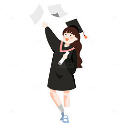 卡通风毕业季女生抛帽插画素材
