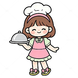 卡通风可爱厨师女孩手绘插画设计素材