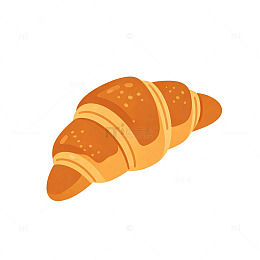 卡通风美味牛角包插画设计素材