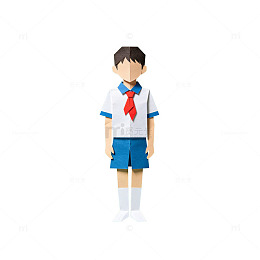 扁平风小学生校服卡通人物设计素材