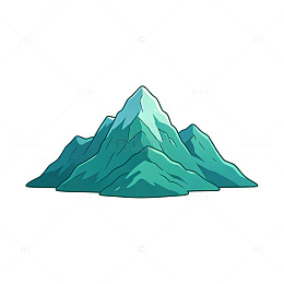 卡通风格雪山山峰插画设计素材