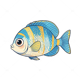 卡通风格热带鱼插画素材