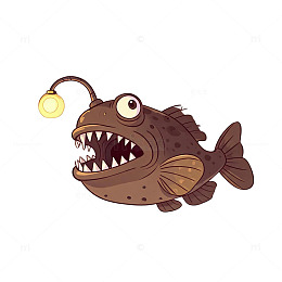 卡通风格深海鮟鱇鱼插画素材