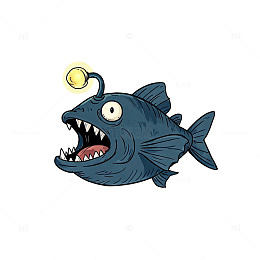 卡通风格深海鱼发光诱饵设计素材