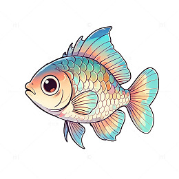 彩色锦鲤插画卡通风格设计素材