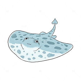 卡通风可爱鳐鱼插画设计素材