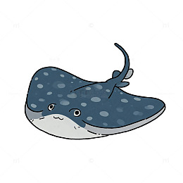 卡通风格可爱鳐鱼插画素材设计