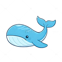 卡通风蓝色鲸鱼可爱插画设计素材