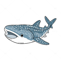 卡通风格素材鲸鲨海洋生物插画