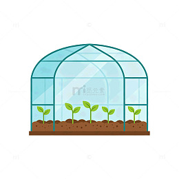 扁平风温室植物生长插画设计素材