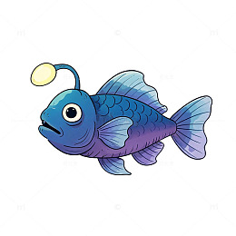 蓝色发光鱼矢量设计素材