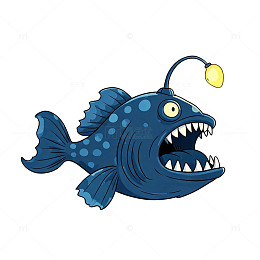 卡通风格深海鮟鱇鱼插画