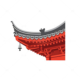 扁平风传统建筑屋檐矢量素材