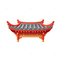 卡通风传统中式屋檐设计素材