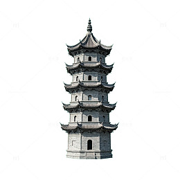 国风古塔建筑插画设计素材