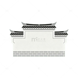 扁平风传统中式建筑墙设计素材