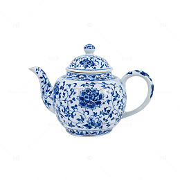 青花瓷风格茶壶图案设计素材