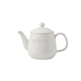 极简风白色陶瓷茶壶设计素材