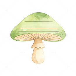 水彩风绿色蘑菇手绘插画设计素材