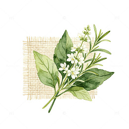 水彩风植物花卉手绘绿叶花朵设计素材