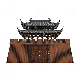 国风古建筑城门3D模型素材