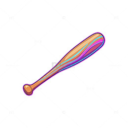卡通风格彩虹棒球棒插画设计素材