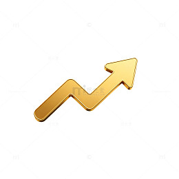 金色立体上升箭头矢量图标素材