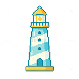 像素风灯塔建筑插画设计素材