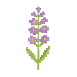 像素风紫色花朵植物矢量素材