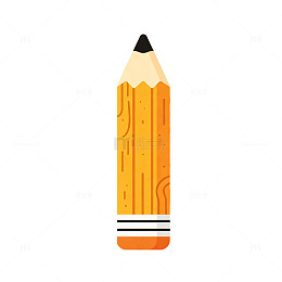 扁平风木质铅笔插画设计素材