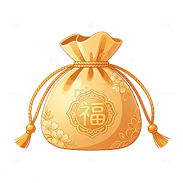 国风新年福袋金色手绘设计素材