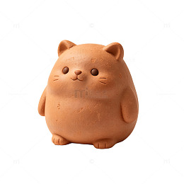黏土风可爱胖猫手办设计素材
