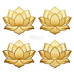 金色风莲花图案矢量设计素材