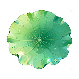 清新风荷叶水珠插画设计素材