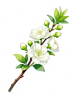 手绘风春日樱花枝条设计素材