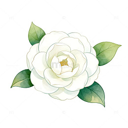 水彩风白玫瑰花卉插画设计素材