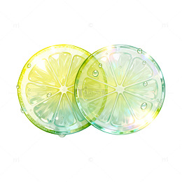 水彩风柠檬切片清新插画设计素材