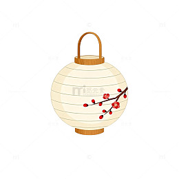 扁平风中式灯笼梅花装饰设计素材