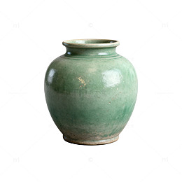 简约风青釉陶罐古风器物设计素材