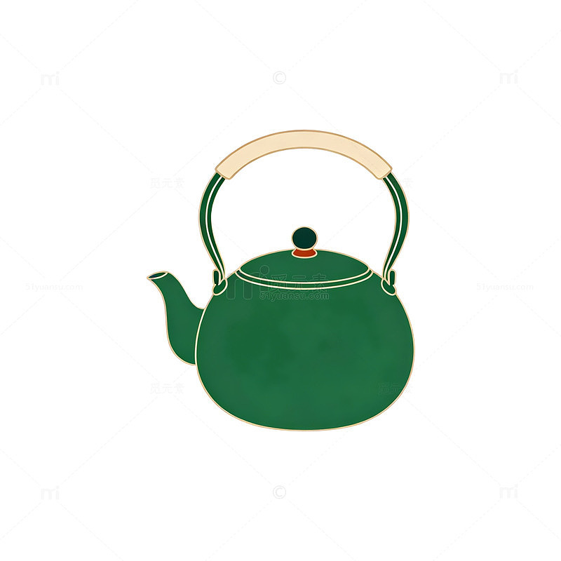 简约风绿色茶壶插画设计素材