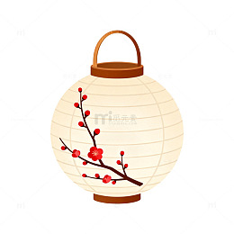 卡通风灯笼梅花装饰设计素材