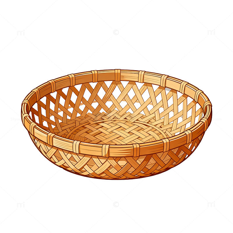 卡通风格编织竹篮矢量设计素材
