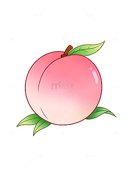 卡通风格桃子水果插画设计素材
